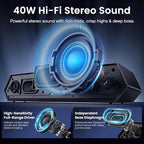 Deeyaple Computer Speakers, 40W Wireless Soundbar for Desktop PC with Bluetooth 5.3 & USB Audio, Dynamic RGB Lighting, Software Custom EQ, External Power Adapter Gaming Speakers, Laptop, Xbox (Black)