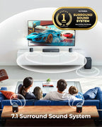 ULTIMEA 7.1ch Sound Bar with Dolby Atmos, Surround Sound System for TV with 4 Surround Speakers, Sound Bar for Smart TV with App Control, Soundbar with Subwoofer for Home Theater, HDMI eARC, Aura A60