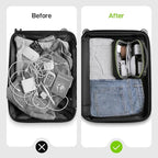 EPICKA Electronics Organizer Travel Case - Cable Organizer Bag for Travel Accessories, Tech Pouch for Cords, Charger, Adapter, Cables, Power Bank, Waterproof Storage Bag with Luggage Strap, Black