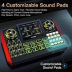 Audio mixer, suitable for live streaming, singing, and gaming on computers/phones; podcast mixer with real-time sound card, noise reduction function, and one-click mute function