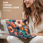 Case for MacBook Air 15 Inch 2025 2024 2023 Release M4 A3241 M3 A3114 M2 A2941, Hard Shell with Screen Protector & Keyboard Cover, Compatible with Touch ID, Florals Pattern