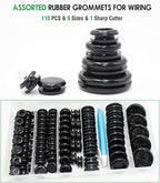 110 Pcs Rubber Grommets Kit - Rubber Plugs for Holes Assorted 6 Sizes 5/16 3/8 1/2 5/8 7/8 1 Inch, Waterproof Firewall Automotive Wires Cables Grommets Set for Sheet Metal Electric Box Desk