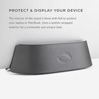 HumanCentric Vertical Laptop Stand in Vegan Black Leather, Upright Adjustable Holder and Dock, Laptop Vertical Stand Fits MacBook Pro and Other Laptops .5" to 1.5", Clamshell Compatible