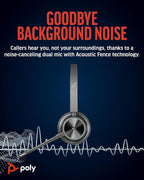Poly Voyager 4320 UC Wireless Headset (Plantronics) - Stereo Headphones w/Noise-Canceling Boom Mic - Connect PC/Mac/Mobile via Bluetooth - Works w/Teams (Certified), Zoom, & More - Amazon Exclusive