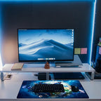 Desk Mat, Earth Surrounded by Flowers Desk Pad, Blue Butterfly Large Gaming Mouse Pad, 31.5"x15.7", Extended Big Computer Keyboard Mouse Pad with Non-Slip Base and Stitched Edge