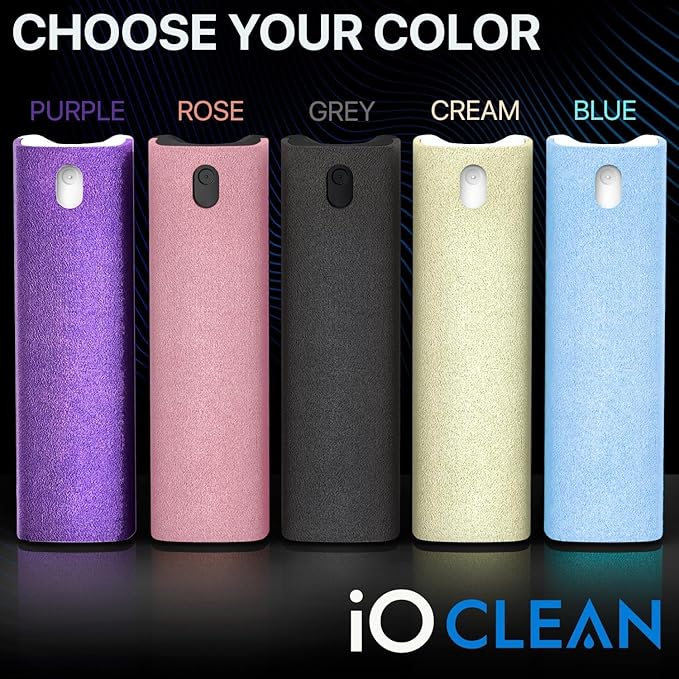 Mini Screen Cleaner Spray – Finger Proof Screen Cleaner for Smartphones, iPads, MacBooks, Laptops, Car Screens, Touchscreens – 3in1 Mist Cleaner, Microfiber Cloth and Protective Cover -Purple