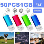 USB Thumb Drive 1GB Flash Drive 50 Pack, Nicepicten Fat Memorias USB 2.0 Flash Drive Bulk 1GB Jump Drives Multiapck Memory Stick with 50PCS Lanyards (Mixcolor 50 Pack, 1 GB)