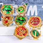 Magic Golden Ring DND Dice Set Sharp Edge Red Gaze Eye Resin Dice with Box, for use with RPG D&D Tabletop Games Lord D and D Polyhedral Dice Set