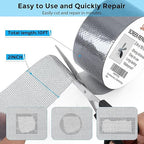 Grey Window Screen Repair Tape, 2IN X 10FT Screen Repair Kit for Windows or Doors, Strong Adhesive Fiberglass Mesh Patch Tape