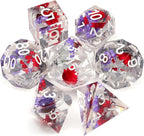 Haxtec Flower DND Dice Set Sharp Edge Dice with Dice Case Handmade Red Purple Floral Resin D&D Dice Set for TTRPGs Compatible with Dungeons and Dragons Gifts