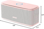 DOSS SoundBox Touch Wireless Bluetooth Speaker with 12W HD Sound and Bass, IPX5 Water-Resistant, 20H Playtime, Handsfree, Portable for Office, Home, Outdoor, Travel- Light Pink
