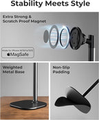 Cooper MagStand - Adjustable Magnetic iPhone Stand for Desk & Phone Holder for Video Recording, Compatible with MagSafe, Stand for iPhone 16 Pro Max, 15/14/13/12, Small Mag Safe Tripod (Night Black)