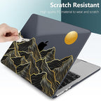 TWOLSKOO for M4 MacBook Air 13.6 inch Case 2025-2022 Release M4 A3240 M3 A3113 M2 A2681, Plastic Hard Shell & Screen Protector & Keyboard Cover & Trackpad Film, Golden Mountain