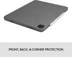 Logitech Combo Touch iPad Pro 11-inch (1st, 2nd, 3rd, 4th gen - 2018, 2020, 2021, 2022) Keyboard Case - Detachable Backlit Keyboard, Click-Anywhere Trackpad - Oxford Gray; USA Layout