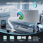 ARES WING Ultrawide Single Monitor Arm, Heavy Duty Monitor Mount for 13"-45" Curved Screens, Adjustable Stand for Desk with C-clamp & Grommet Base up to 40 LBS, White
