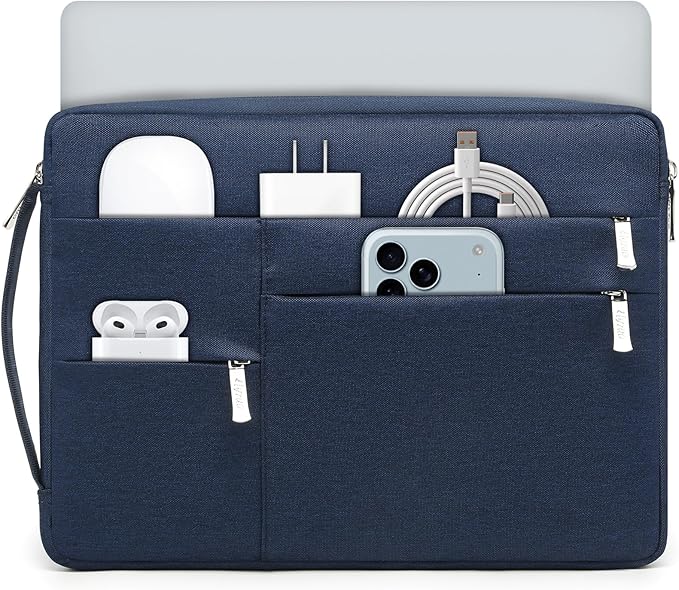 HYZUO 14-15 Inch Laptop Sleeve Bag for MacBook Air 15 M4 M3 M2, MacBook Pro 15, 15" Surface Laptop, XPS 14/15 Plus, Portable NoteBook Case for 14" HP Dell Lenovo ThinkPad Asus, Navy Blue
