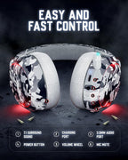 Wireless Gaming Headset, 7.1 Surround Sound, 2.4GHz USB Gaming Headphones with Bluetooth 5.4, 100H Battery, ENC Noise Canceling Mic, RGB Light, Wireless Headset for PC PS5 PS4 Mac Switch (Camo)