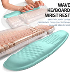 2-in-1 Ergonomic Set, Wave Keyboard Wrist Rest and Massage Slope Mouse Pad Wrist Support, Rebound Memory Foam for Relieve Carpal Tunnel Syndrome and Wrist Pain (Light Blue)