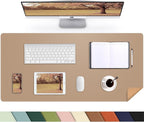 AFIING Leather Desk pad Protector, Large Desk mat with Natural Cork & PU Leather,Mouse pad,Non-Slip Office Desk Mat,Waterproof Desk Writing Pad for Office and Home (35.4in*17in,Dark Apricot)