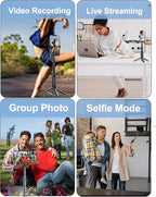 Selfie Stick Tripod with Remote Aluminum Alloy Phone Tripod Bluetooth Remote and 270°Rotation Stand Compatible with iPhone and Android Phone