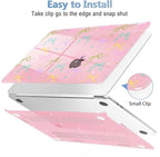 Mektron Compatible with M4 MacBook Air 15 inch Case 2025 A3241 2024 2023 M3 A3114 A2941 M2 Liquid Retina Display Touch ID, Plastic Hard Case & Keyboard Skin - Gilitter Pink Colorful Bows