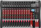 12 Channel Audio Mixer, Professional Music Mixer Board DJ Mixing Console with Bluetooth, USB/MP3 Player, Reverb, and 48V Phantom Power for Studio Recording, Karaoke, and Live Performances