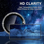 for Samsung Galaxy S25 Ultra Camera Lens Protector, Individual Metal Ring Tempered Glass Lens Cover, [Strong Adsorption] Scratch Resistant Ultra-Thin HD Clear Lens Cover, 1 Set-Black Sparkly