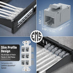 Everest 48-Pack RJ45 CAT6 Keystone Coupler - Female to Female - Cat6, Cat5e Compatible - Ethernet Coupler - Gray