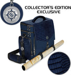 ENHANCE Travel Bag for DND Collector's Edition, Bag Compatible with Dungeons and Dragons, Battle Mat Holder, Dice Pockets and Accessories, Carry 4-8 Books (Blue Dragon)
