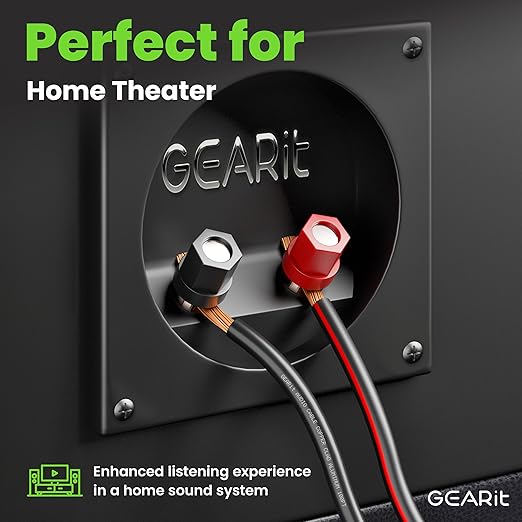 GEARit 14AWG Speaker Wire, Pro Series 14 Gauge Speaker Wire Cable (20 Feet / 6.09 Meters) Great Use for Home Theater Speakers and Car Speakers, Black