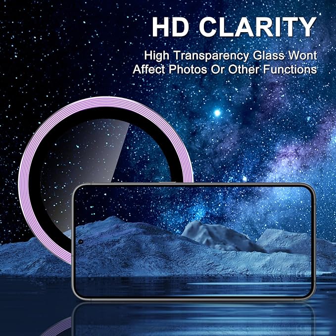 for Samsung Galaxy S24 Plus Camera Lens Protector, Individual Metal Ring Tempered Glass Lens Cover, [Strong Adsorption] Scratch Resistant Ultra-Thin HD Clear Lens Cover, 1 Set-Purple