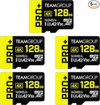 TEAMGROUP A2 Pro Plus Card 128GB x 5 Pack Micro SDXC UHS-I U3 A2 V30, R/W up to 160/110 MB/s for Nintendo-Switch, Gaming Devices, Tablets, Smartphones, 4K Shooting, with Adapter TPPMSDX128GIA2V3003