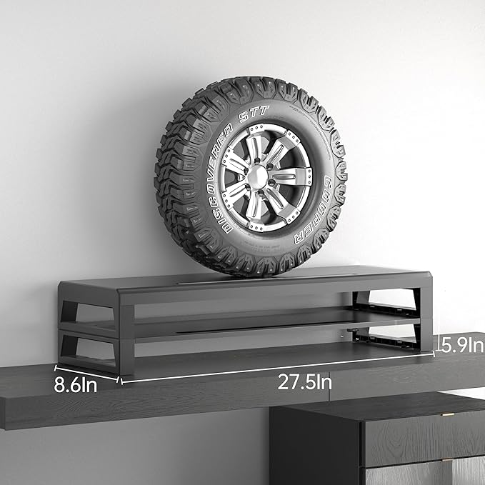 2-Tier Metal Computer monitor stand Laptop Desk Shelf & Monitor Riser ，21.55 inches long desk riser Monitors/PC/Laptop/Computer Space Saver Organizer (Basic Version, Two-layer 550mm)