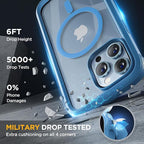 Miracase Magnetic Glass for iPhone 13 Pro Case,Compatible with MagSafe,Full-Body Protection Bumper with Shockproof Military-Grade,Built-in 9H Tempered Glass Screen Protector,Capri Blue