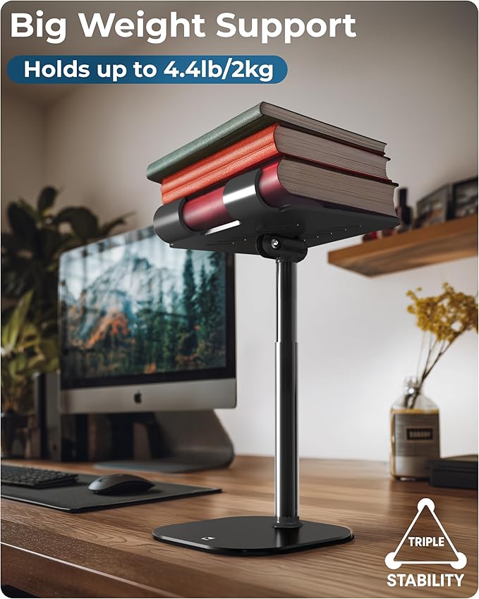 COOPER TabHolder, 7-10" Height Adjustable Tablet Stand, Premium iPad Stand for Desk, 270° Tilt Portable Monitor Holder for 15.6-17" Displays, for All iPad, Kindle, Surface, Samsung Tablets (Black)