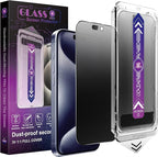 2 Pack Matte Privacy Screen Protector for iPhone 15 Pro, 9H Tempered Glass, Full Coverage, Anti-Fingerprint, Auto Dust-Elimination, No Bubble, Easy Installation