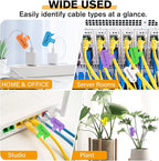 36Pcs Large Cable Cord Labels - 8 Colors Reusable Write-On Wire Tags, Cord Identification Labels for Electronics, with 40Pcs Label Stickers, Cable Management for Home, Office, Oval