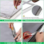 QWR Pet Proof Window Screens and Screen Door Replacement Kit, 59"x106" Durable High Hardness Vinyl Coated Polyester-Like Screen Repair Kit for Sliding Screen Door,Patio and Windows.(Folded Package)