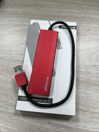 USB Hub, USB 3.0 Hub Aluminum Alloy Ultra Slim USB Splitter, Portable 4 Port USB Extender, USB Hub for Laptop, PC, MacBook, iMac, Surface Pro, Mac Pro, Flash Drive, XPS 【Red】