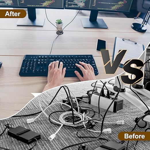 uxcell 5 Pcs 50mm (1.97 Inch) Desk Grommet, Plastic Cable Hole Cover, Wire Cord Cable Organizer for Home Office Computer Desk Cabinet, White
