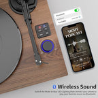 Bluetooth Turntable HiFi System with 36 Watt Bookshelf Speakers, Patend Designed Vinyl Record Player with Magnetic Cartridge, Bluetooth Playback and Auto Off