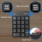 MOFII Wireless Number Pad - 2.4G Numeric Keypad Silent 19 Keys USB Keypads, Portable Financial Accounting Numpad 10 Key for Laptop/Notebook/Surface Pro/PC - Black