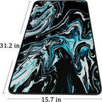 Gaming Mouse Pad with Stitched Edges, Durable Non-Slip Natural Rubber Base, Waterproof Computer Keyboard Pad Mat for Esports Pros/Gamer/Desktop/Office/Home - Marble Cyan