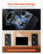 VEVOR Passive Bookshelf Speaker, 100W, Book Shelf Stereo Speakers with 6.5-Inch Woofer and 1-Inch Tweeter, Detachable Grille, 55Hz-20KHz Frequency Response, Wooden Enclosure, for Home Theater (1 Pair)
