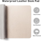 Aothia Large PU Leather Desk Pad Protector – Non-Slip Mouse Pad & Writing Mat for Office/Home, Waterproof, Easy to Clean (31.5" x 15.7", Eggshell)