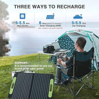BLUERISE Solar Generator 320Wh Portable LiFePO4 Power Station with Foldable Solar Panels 60W with 2 AC Outlet 110V/300W Solar Mobile Battery Packup for Camping Hunting Home Emergency