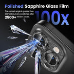 Tensea for iPhone 16 Pro/iPhone 16 Pro Max/iPhone 15 Pro/iPhone 15 Pro Max Camera Lens Protector, Metal Aluminum Alloy Tempered Glass Cover Camera Screen Protector Accessories, Case Friendly