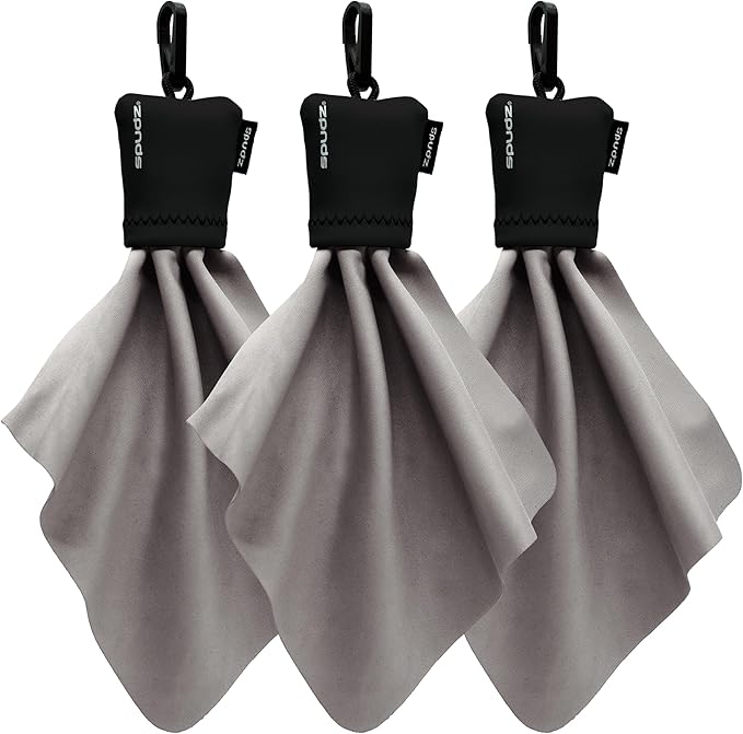 SPUDZ Classic Microfiber Lens Cleaner – Clip-On Pouch, Washable – for Binoculars, Scopes, Glasses, Screens | G10, 6 x 6 Inch (3-Pack)