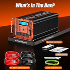 5000 Watt Pure Sine Wave Power Inverter 12V DC to 110V 120V Converter for Family RV Off Grid Solar System Car with Type-C Ports 4 AC Power Outlets Dual USB Ports LCD Display and Remote Control