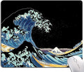 Japanese Sea Wave Mouse Pad, Square Mouse Mat Waterproof Non-Slip Rubber Base MousePads